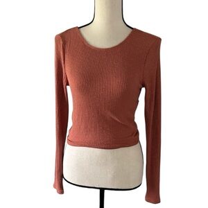 Altar’d State Burnt Orange Fall Twist Reversible Long Sleeve Crop Top